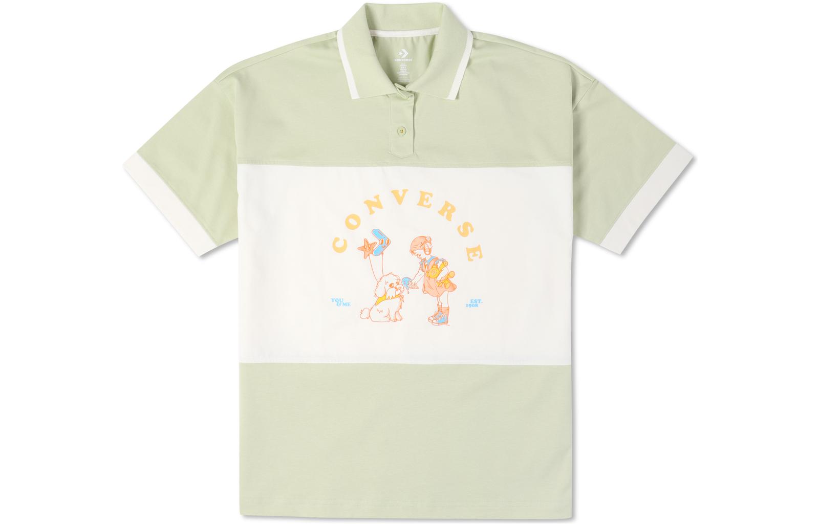 Converse Polo Shirts Women s Green Polo Collar Moderate Straight Fit 10024362-A02 XXL