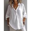 Women's Elegant and Comfortable Spring and Autumn Loose Solid Long Sleeved Shirt for Women,Button Half Open Long Sleeved Top,Breathable Shirt