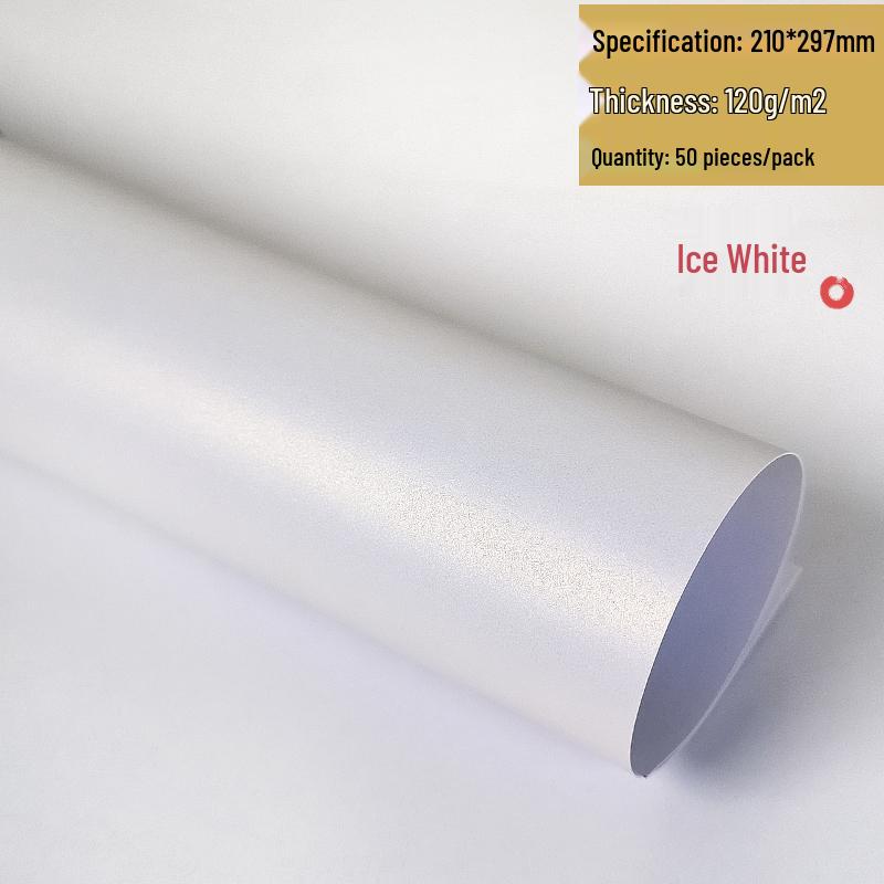 Двусторонний перламутровый кардсток золотого и ледяного белого цвета - A4, обложка 120 г/м², специальная бумага 250 г/м²/300 г/м²