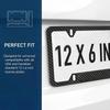2PCS Carbon Fiber Car License Plate Frame, 6 * 12 Inches Aluminum Alloy Automotive License Tag Holder, Vehicle Front Rear Plate Cover Holder Bracket