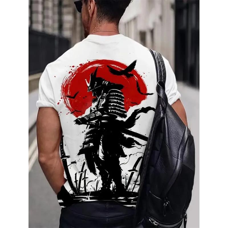 3D tričko s potiskem Válečník Samuraj Pánské módní tričko s kulatým výstřihem a krátkým rukávem s grafikou