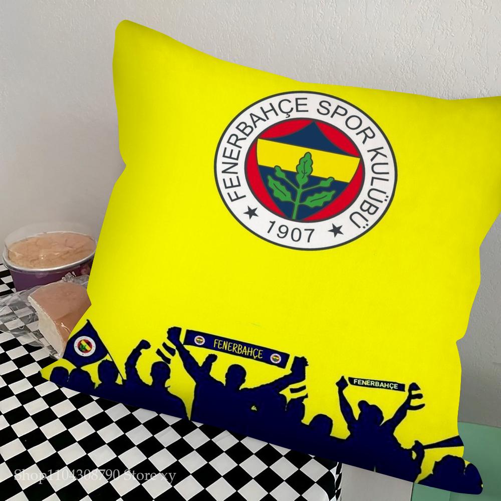 F-F Fenerbahce Federa Lusso Quadrata Camera da Letto Divano Cuscino Comfort per il Tempo Libero Auto Soggiorno Decorazione Casa