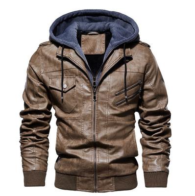 Samtlederjacke Herren Motorrad Kapuzenlederjacke Herrenstil Warme Radjacke Jacke Top Jacke