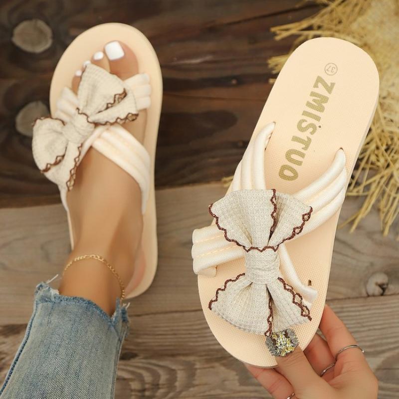Fashion Multi-color Fashion Floral Bow Slippers   Summer Breathable Soft-soled Sandals