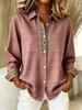 Plus-size women's long-sleeved casual shirt with buttoned lapels, perfect for New Year gifts