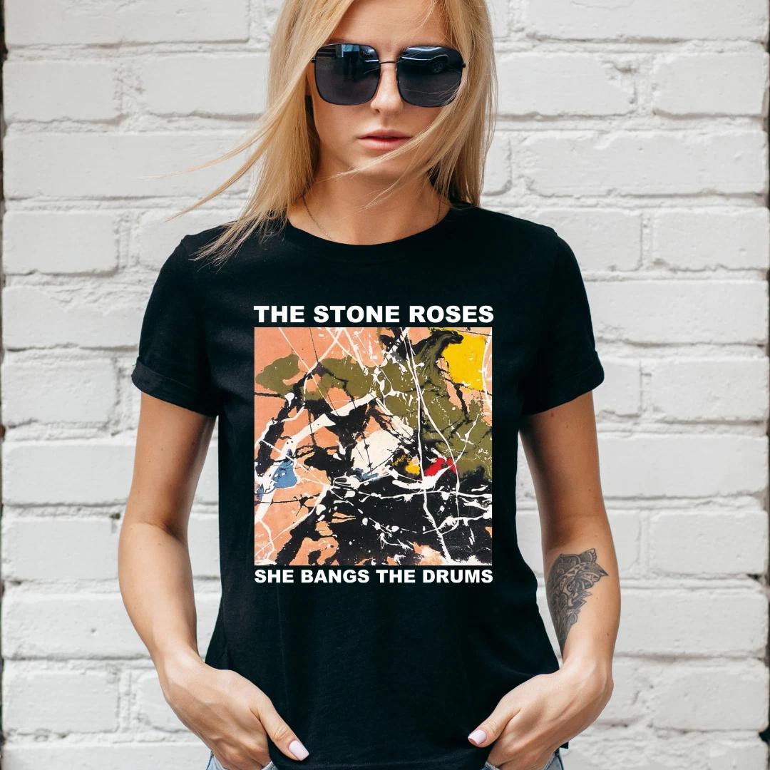 Stone Roses T-Shirt, SHE BANGS THE DRUMS, TOUR, IAN BROWN, Unisex/Ladies Fit L