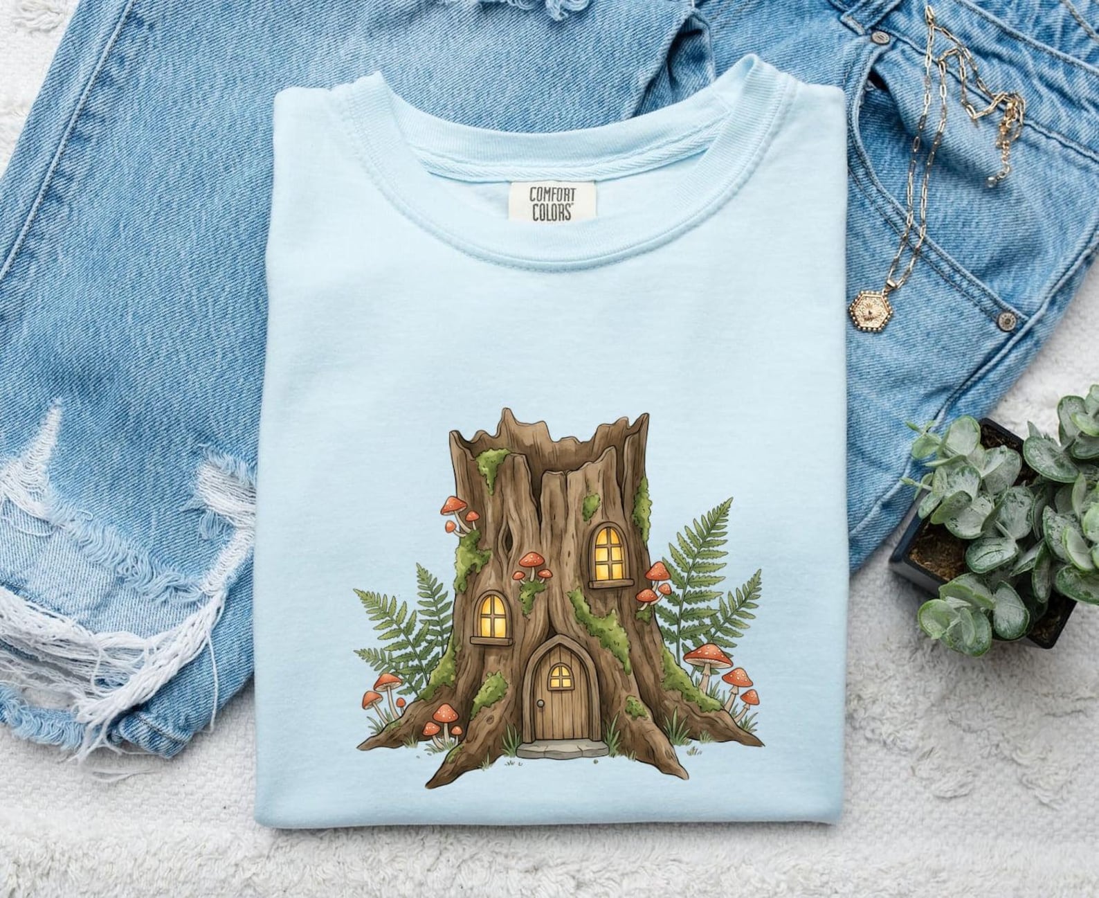 Treehouse Fairy Home Shirt Cottagecore Outdoors Gift Women Fantasy Tee Fairy House T-Shirt Cottage Enthusiast Whimsical Tshirt Nature 4XL