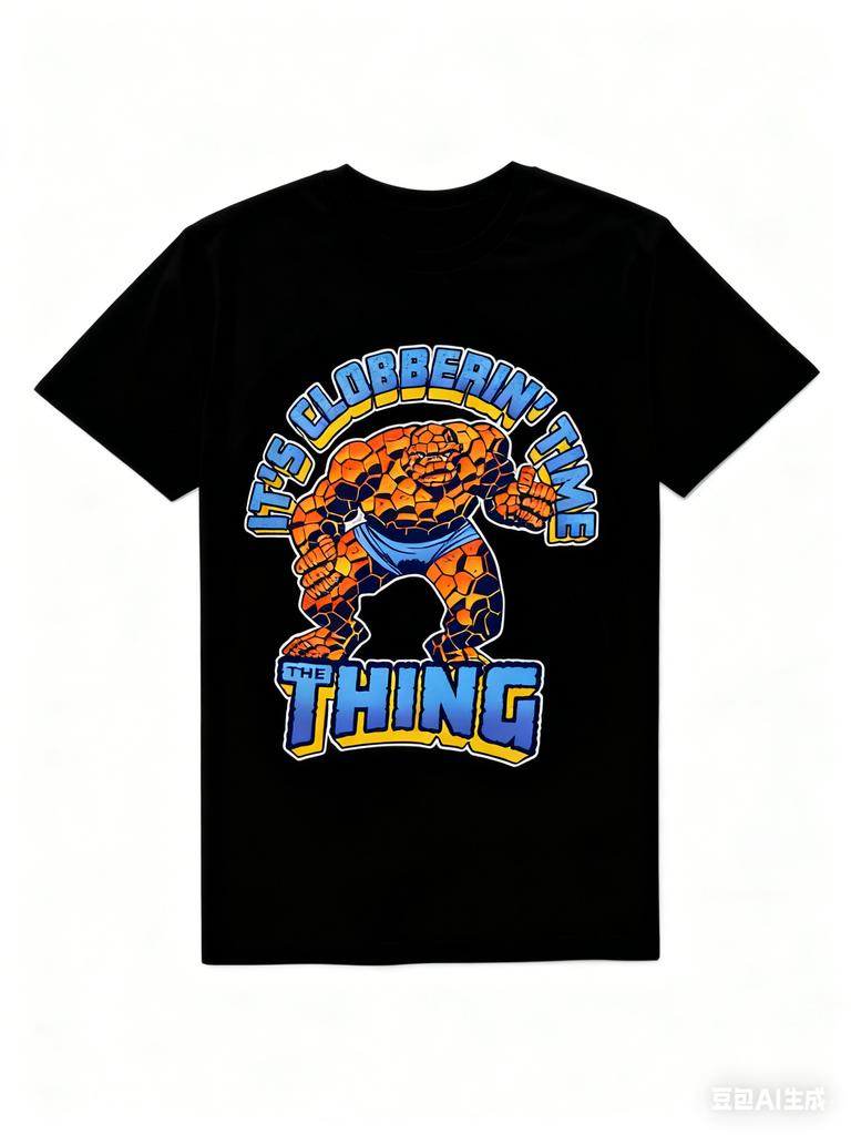 Genuine 2026 New Fantastic Four Bash Time Comic Print Plus Size Women's Fashion Short Sleeve Loose Sports T-Shirt