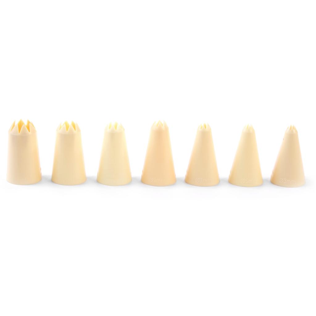 Corrugated piping bag tips for decorating, 8-20mm, set of 7 - Hendi 551110