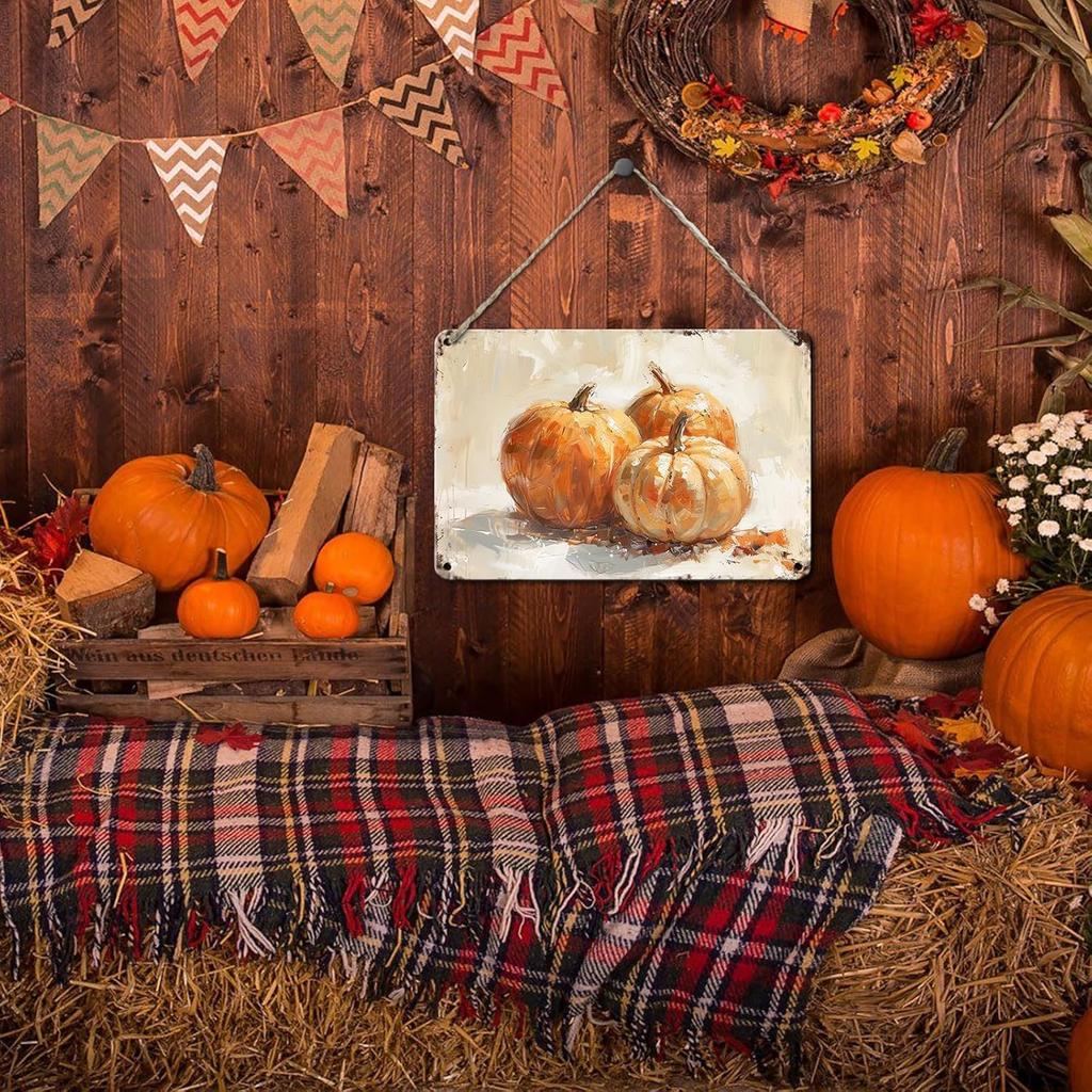 Pumpkin Metal Tin Sign Thanksgiving Day Sign Vintage Fall Decor Pumpkin Art Vintage Tin Sign Pumpkin Artwork Pumpk Autumn Metal Poster Thanksgiving
