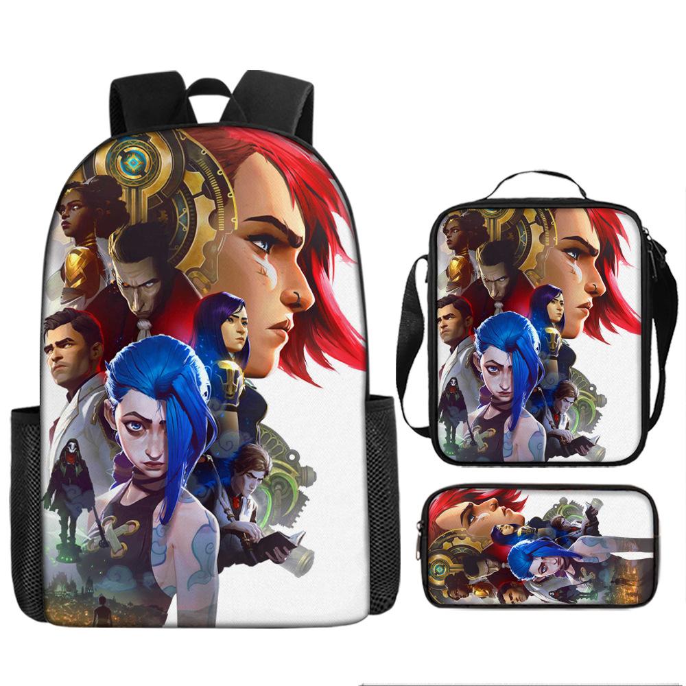 Battle of the Twin Cities Arcane Children's School Bag Pencil Case Backpack Elementary School Cartoon Backpack Three-piece Set