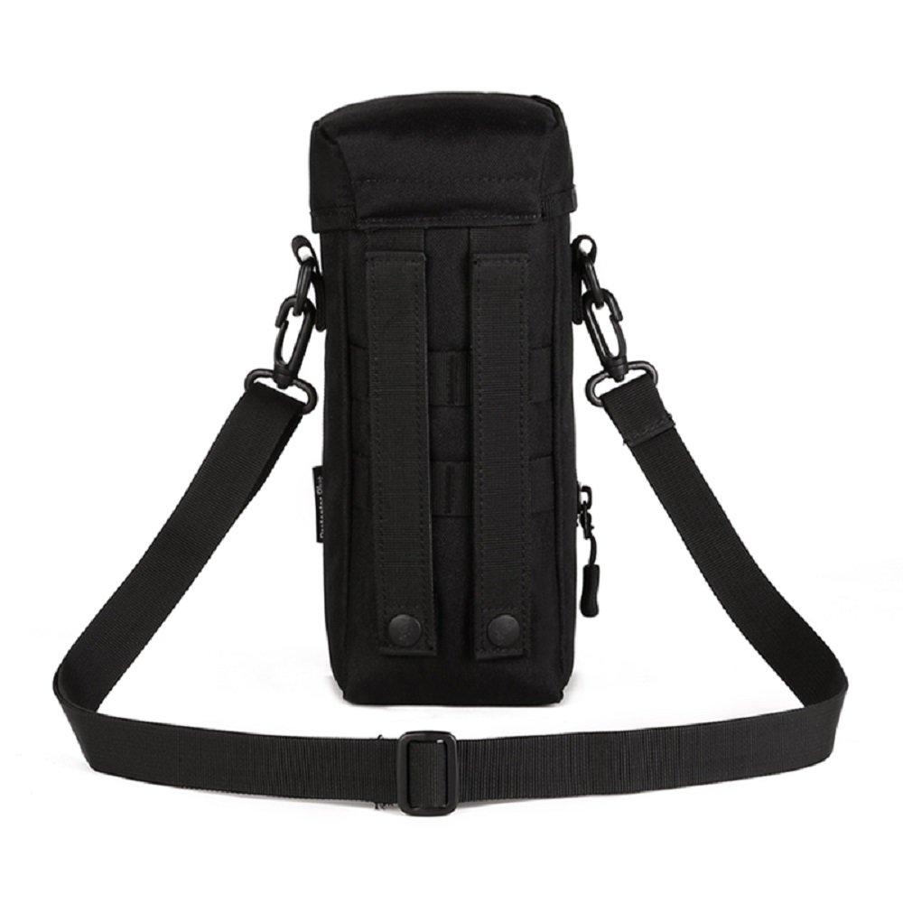 PHOENIX IKKI Multifunctional Water Bottle Pouch with Water Bottle Fits 750ml Water Bottles and Molle Camouflage Tactical and Military Black Holder,