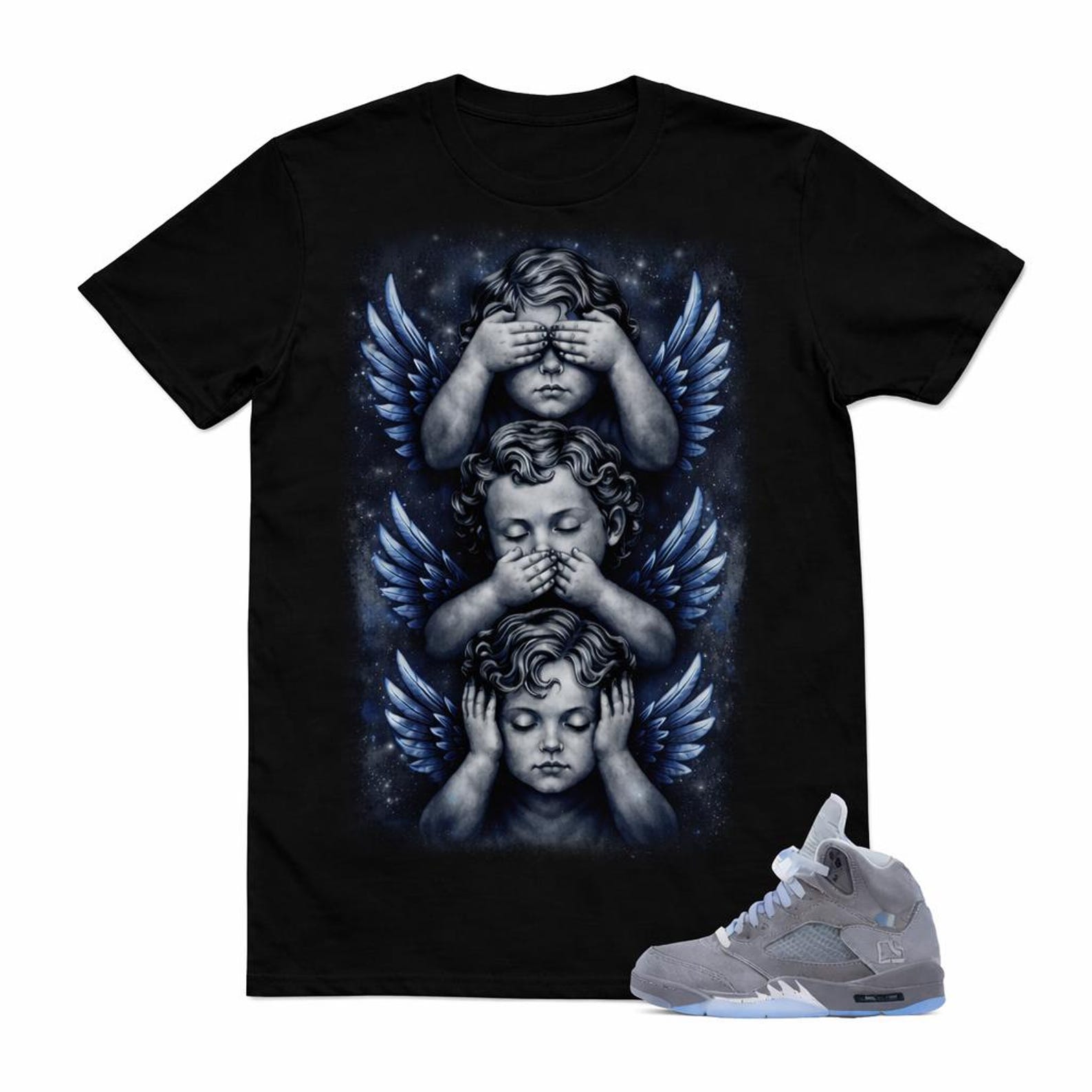 Gothic Angels T-Shirt, See No Evil Hear No Evil Speak Evil Graphic Tee 3XL