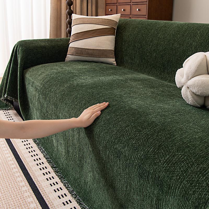1Pc Solid Color Sofa Cover Fabric Modern Simple Autumn And Winter Thickening Integrated Home Textile Products