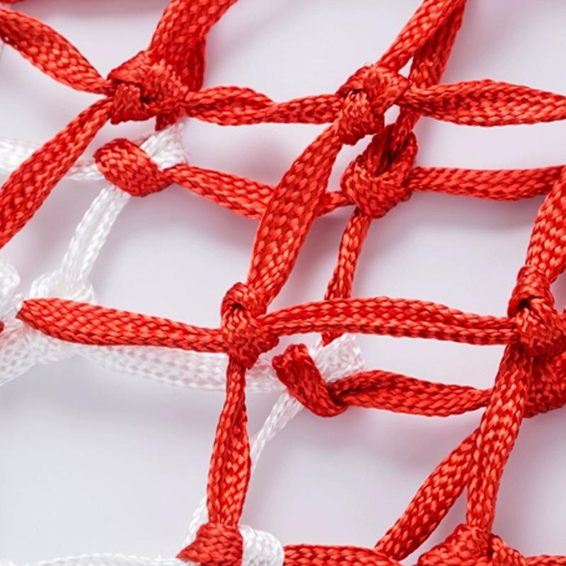 Durable Slam Dunk Basketball Net: High-Quality, Thickened Polyester Nylon In Classic Red, White, Blue Colors.