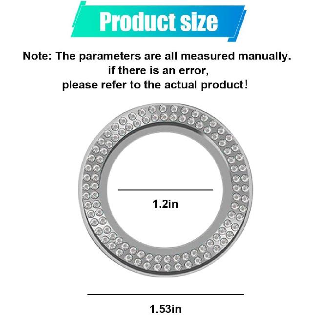 Car Bling Crystal Rhinestone Engine Start Decoration Ring, Ring Start Button Cover Sticker Key Ignition & Knob Ring Decoration, Bling Car Interior