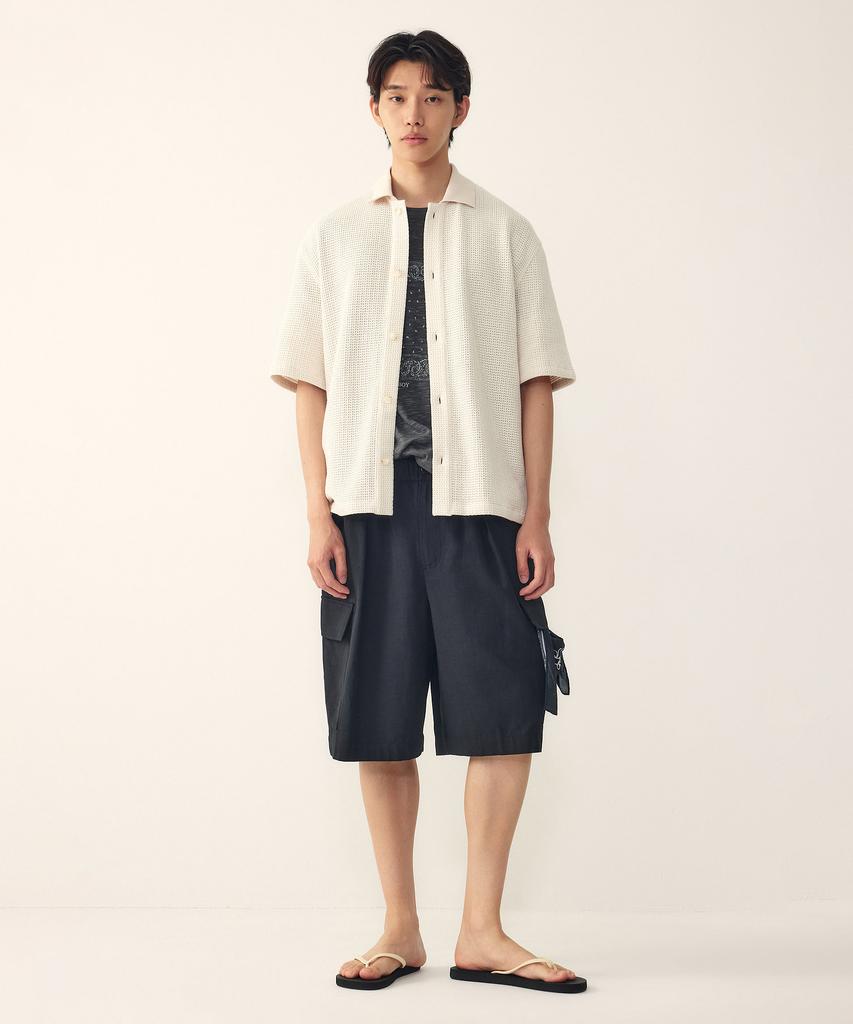 STUDIO TOMBOY [Men] Single-Pleat Elastic Half Cargo Pants_Black 9156231116