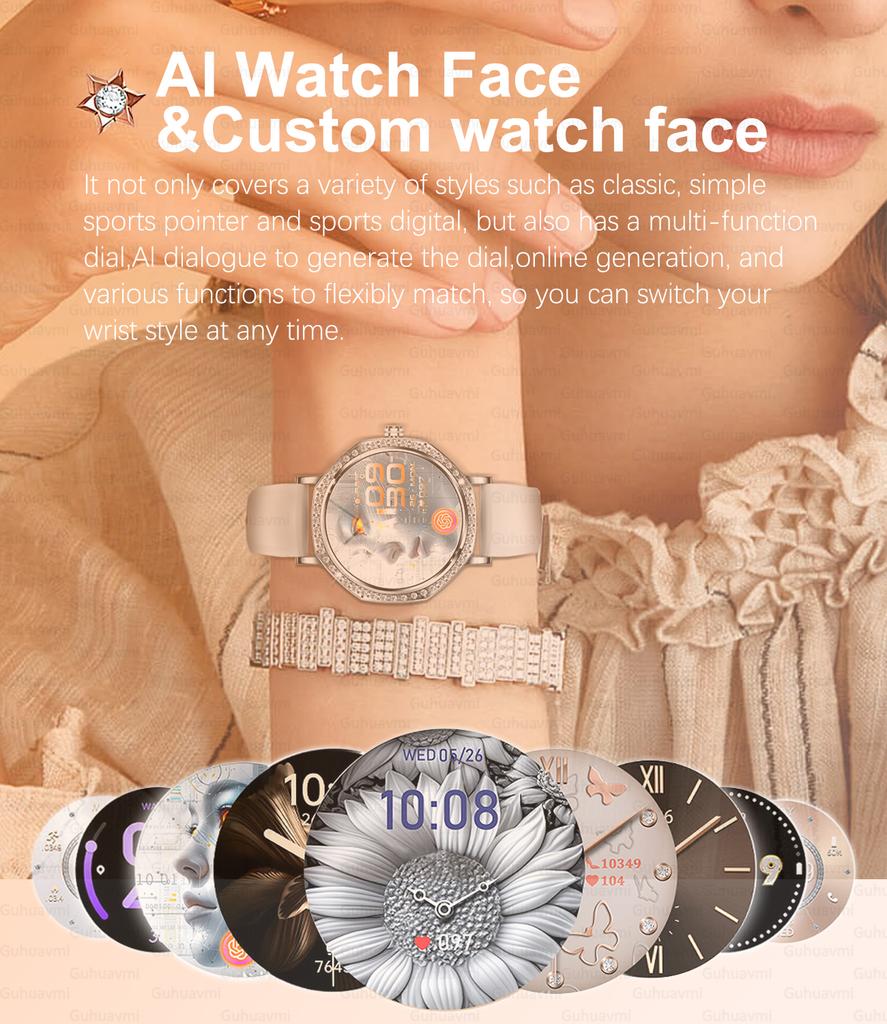 New Smart Watch Women 8mm Ultra-thin 1.32" AMOLED HD Screen Sport Fitness Bracelet DIY Dial Bluetooth Call Luxury Smartwatches
