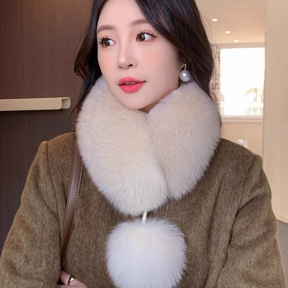 Magnetic Plush Scarf Thickened Cross Neck Warmer Neck Cover Imitation Fur Scarf  Winter