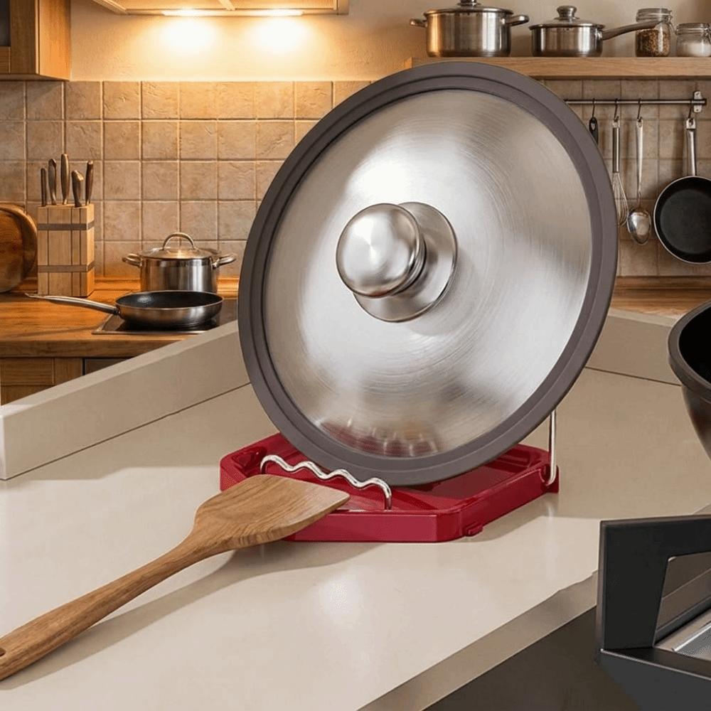 Folding Pot Lid Rack Rustproof Spoon Rest Multi-functional Pot Cover Shelf Cabinet