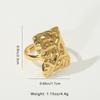 Golden Plated Irregular Textured Open Adjustable Ring for Women Abstract Art Statement Jewelry Gift