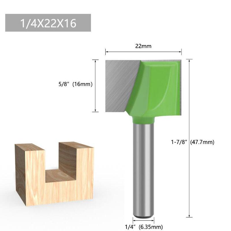 

1 шт., 1/4 дюйма, чистящая нижняя фреза с хвостовиком, прямая фреза, чистая фреза, деревообрабатывающая силовая машина 22mm зелёный