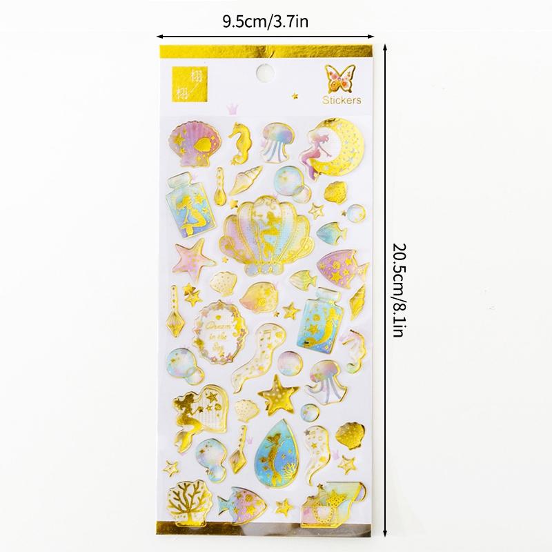 Crystal Drops Glue Stickers 3D Relief Golden Butterfly Sticker Diy Scrapbook Diary Mobile Phone Case Paster Decals Stickers