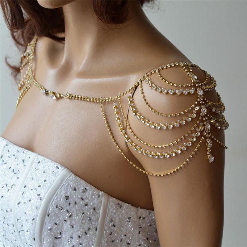European And American Back Chain Light Luxury Multi-Layer Rhinestone Fringed Shoulder Chain Party Sexy Body Chain Body Chain