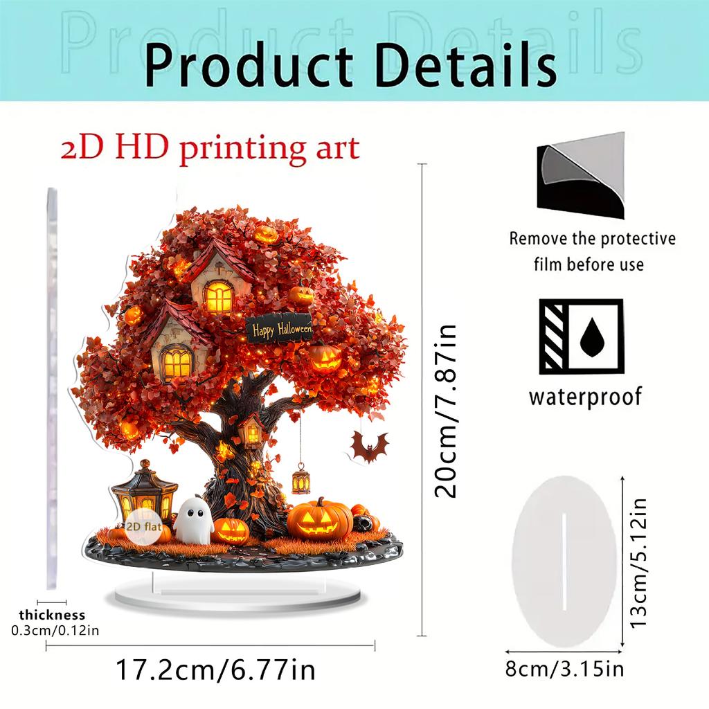 2D Acrylic Halloween Scary Pumpkin Ghost Tree Home Living Room Desktop Ornaments Halloween Holiday Decoration Props