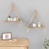 Hanging Shelves Boho Wall Decor 2 pcs Rustic Wood Storage Shelf for Living Room, Display Shelving for Hanging Plants Photos