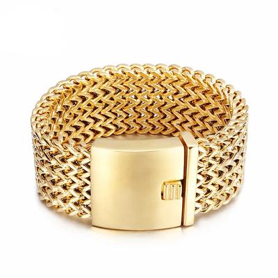 Stainless Steel Link Chain Bracelets High Polished Dubai Gold Mesh Bracelets Men Cool Jewelry Accessories Gifts
