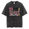 Zachodni T-shirt z Panterką dla Mamy Babci Vintage Spłowiały Czarny Bawełniany Luźny Krótki Rękaw Top dla Boho Mam