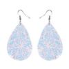1pair Exaggeration Glitter Colorful Sequin Teardrop Leather Dangle Earring Bohemian Shining Waterdrop Drop Earrings Women Fashion Jewelry Gifts