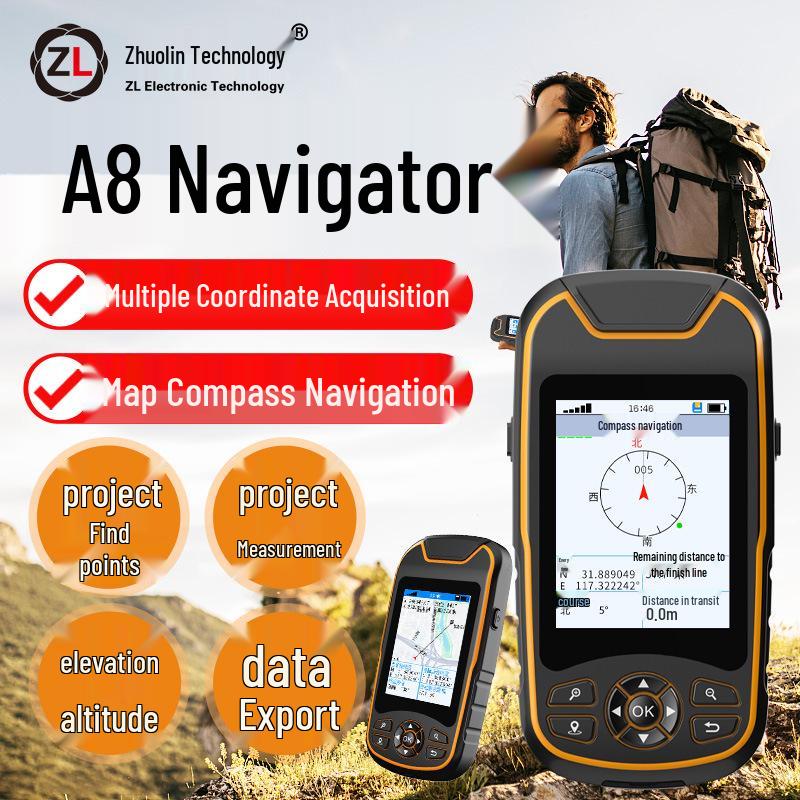 Zhuolin A8 High-Precision Handheld GPS BeiDou Surveying Instrument with Latitude, Longitude, and Elevation Tracking