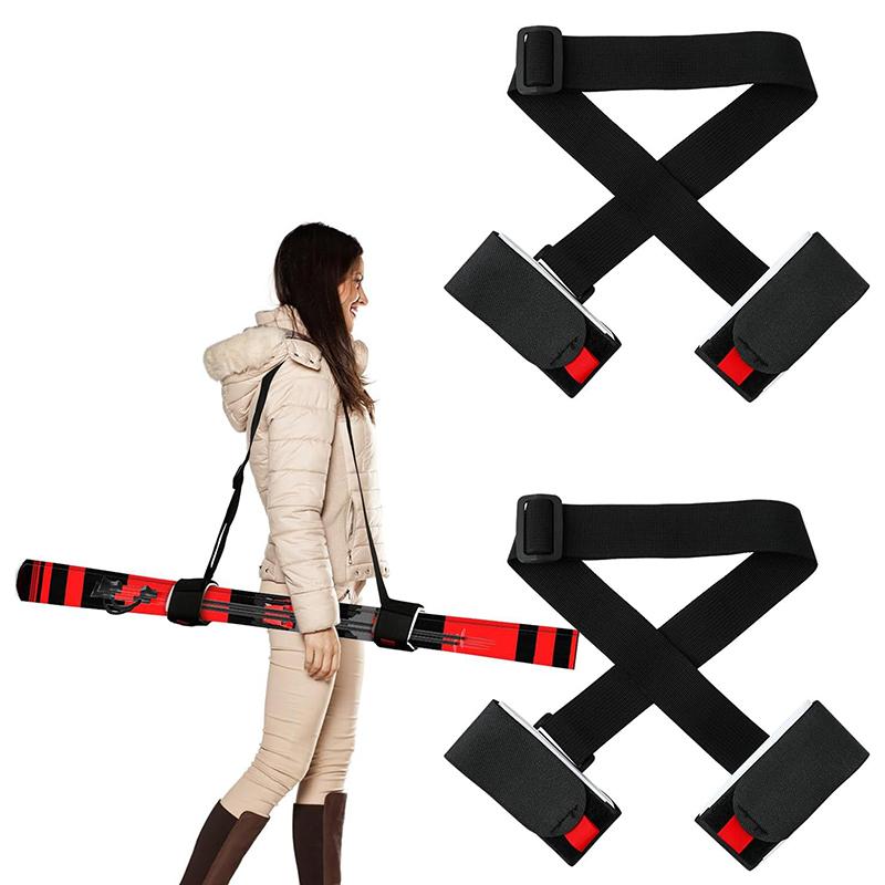 Cinghia per Manico Sci da Sci in Nylon, Maniglia a Spalla/Mano, Cinghie con Gancio a Fibbia Regolabile, Protezione, Cinturino Nero in Nylon per Manico Sci