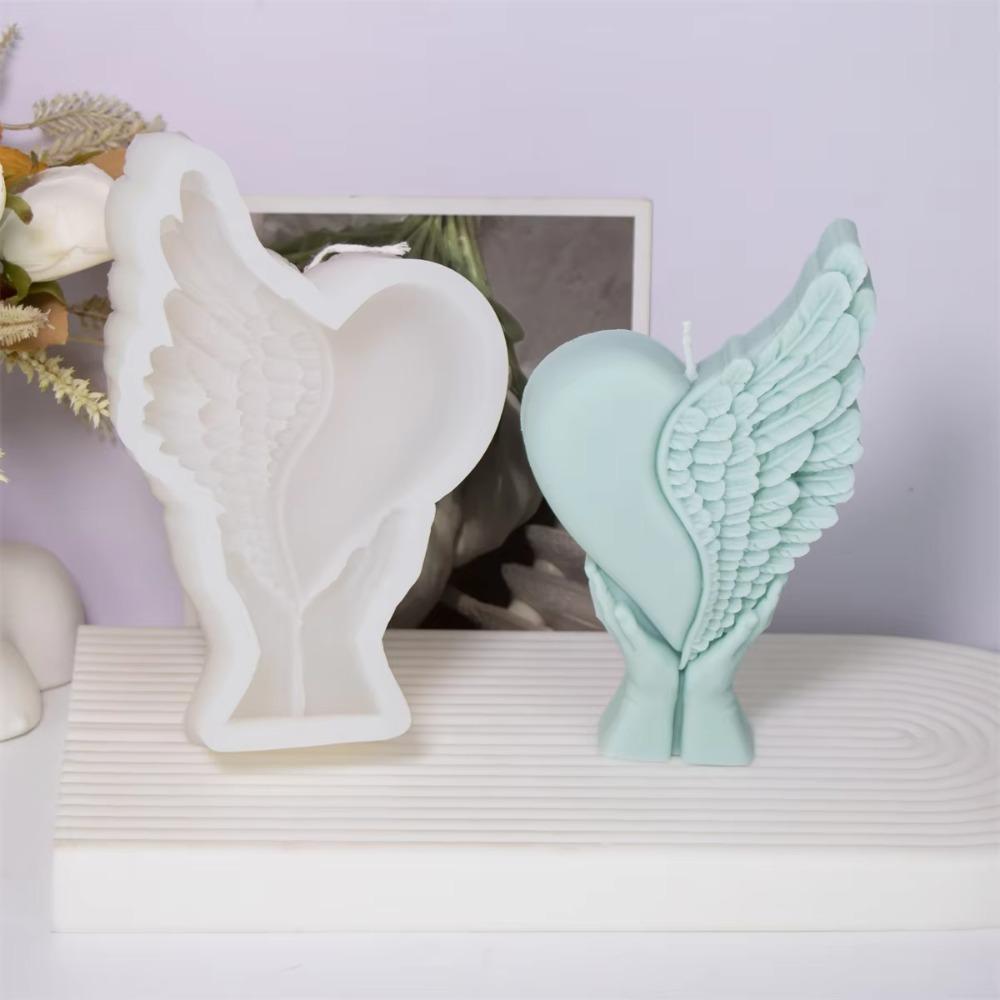 Reusable Valentine's Day Handmade Soap Mold 3D Gypsum Mold Heart Wing Resin Mold Couple Gift