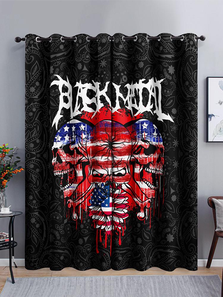 

Dinosaur Monster Skull Curtain Shade Bedroom Curtain 3D Digital Printing Shade Curtain 2pcs*97cm*114cm*2