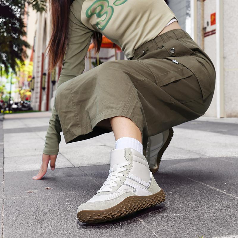 Fashion High-top Sports Shoes Men's Lace-up Running Shoes Elastic Casual Sneakers Women's Anti-slip Hiking Walking Shoes