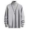 Pánské podzimní zima zapínání svetr rolák s dlouhým rukávem jednobarevné úpletové topy Slim Fit svetr se zesílenou fleecovou podšívkou