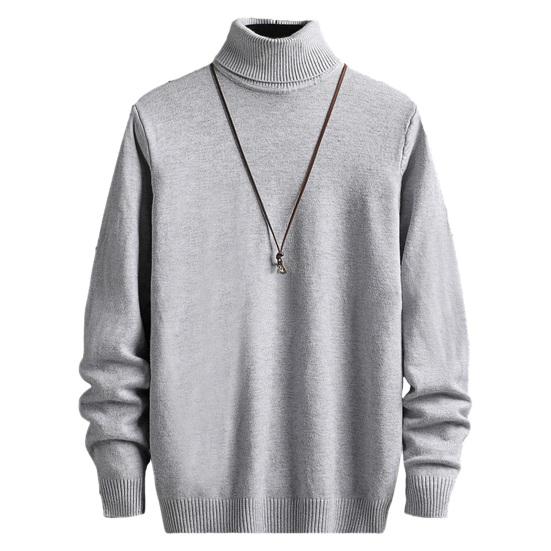Pánské podzimní zima zapínání svetr rolák s dlouhým rukávem jednobarevné úpletové topy Slim Fit svetr se zesílenou fleecovou podšívkou