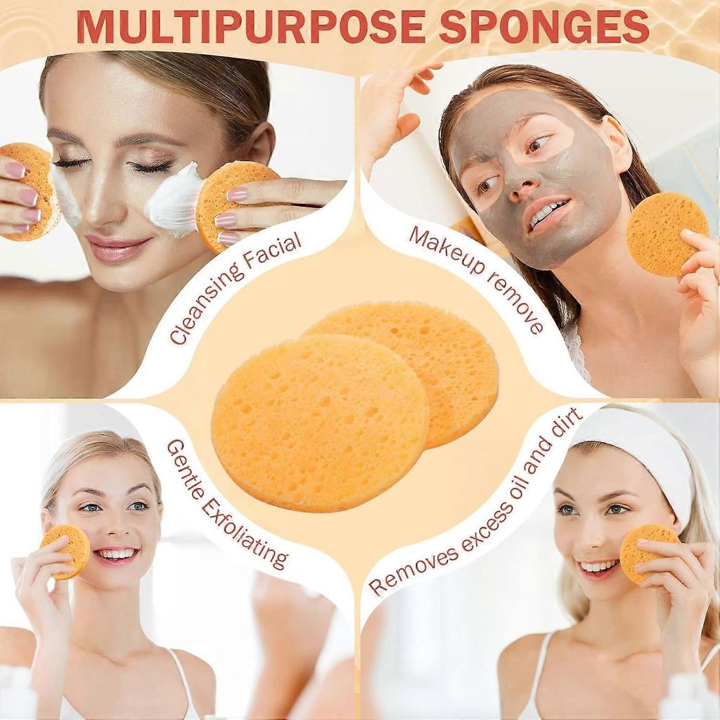 300 Count Compressed Facial Sponges Natural Exfoliating Pads for Estheticians 100% Biodegradable Orange Color