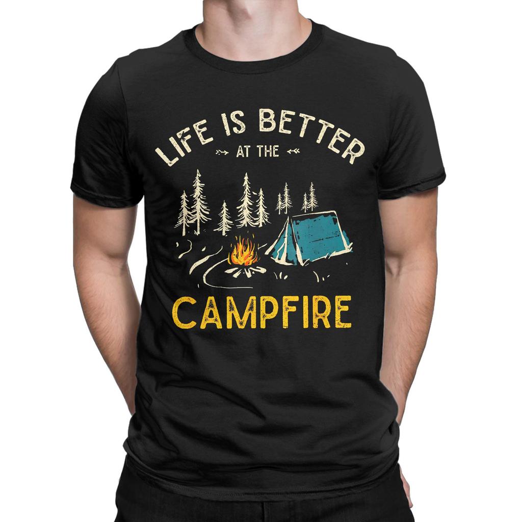 Camping Graphic TShirts Life Is Better At the Campfire Shirt for Camper Gift for Men Women Love Camping Tee Shirt Clothing