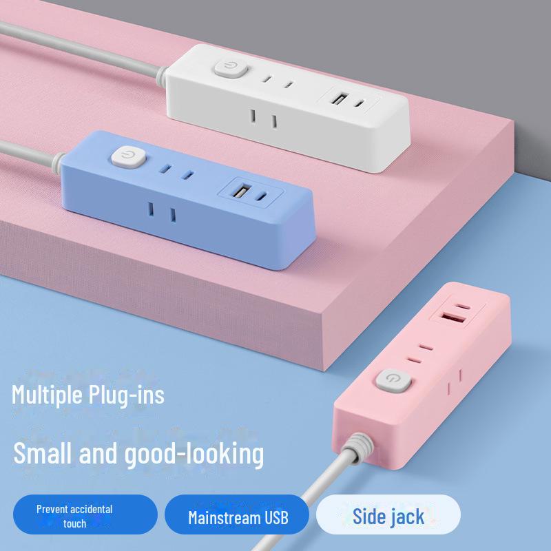 Dual Plug Socket with USB Ports - Two-Pin Extension Board