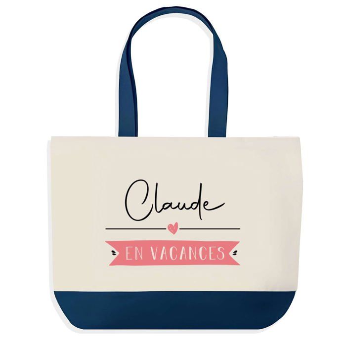 Tote Bag - PLANETEE - Claude On Holiday - Blue Background - Cotton 40x45 Cm - Large Size