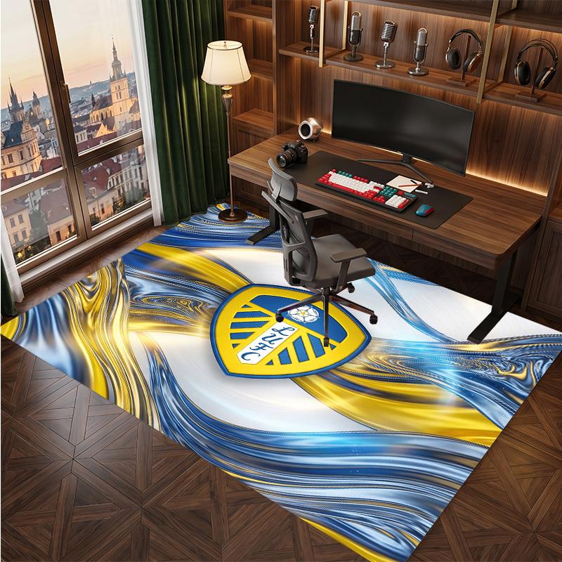 Leeds United Voetbal Print Kristalfluweel Tapijt, Comfortabel Waterabsorberend Antislip Binnen Vloerkleed