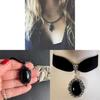 Gothic Black Agate Necklace With Cross Chain For Women And Men