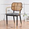 Nordic Light Luxury Wrought Iron Rattan Dining Chair - European Style for Home, Hotel, Cafe, or Leisure.