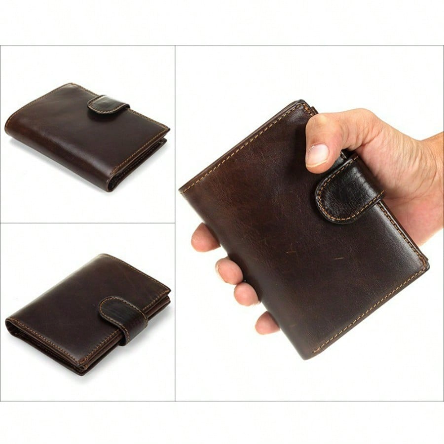 Men's Short Leather Wallet Retro Change Bag Vertical Card Bag Large Capacity Coin Purse