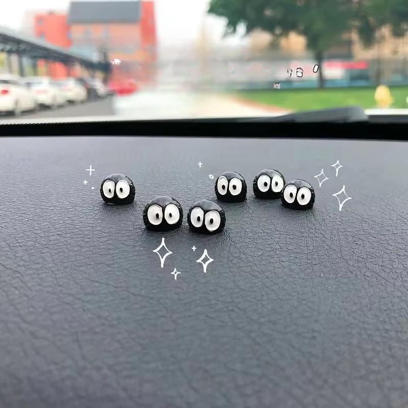 6pcs Cute Black Elf Car Interior Decoration Funny Auto Center Console Rearview Mirror Ornament Car Accessories Dashboard