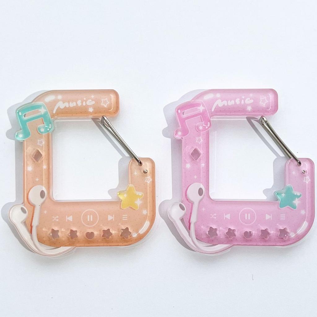 Cute Anime Music Player Keychain Hollow Carabiner Backpack Charm For Girls Aesthetic Acrylic Climbing Hook Accessory